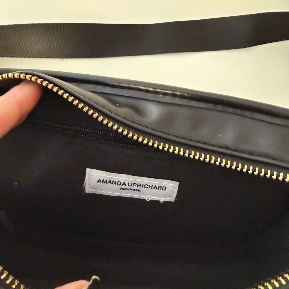 Amanda Uprichard Black Puffy Belt Bag Quilted Chocolate Bar Crossbody-black